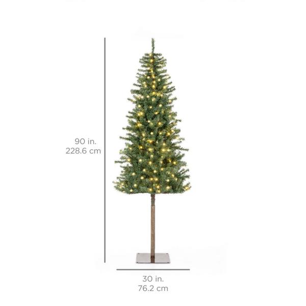 7.5 ft. Pre-Lit LED Pencil Alpine Artificial Christmas Tree with 350 Warm White Lights