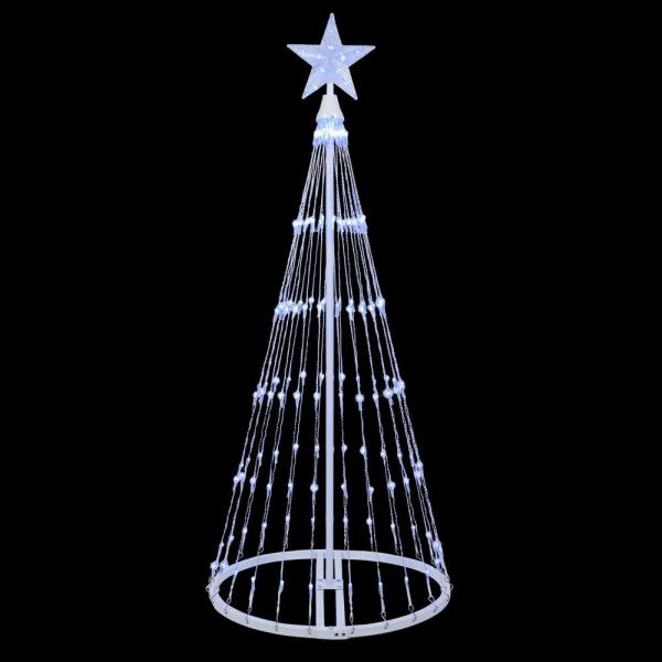 48 in. Christmas Cool White LED Animated Lightshow Cone Tree with 154 Lights and Star Topper