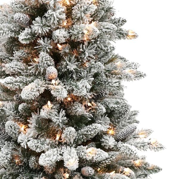 4.5 ft. Pre-Lit Flocked Bennington Fir Artificial Christmas Tree with 150 UL-Listed Lights