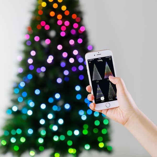 9 ft Swiss Mountain Black Spruce Twinkly Rainbow Christmas Tree with 600 RGB LED Technology Lights