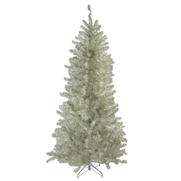 9 ft. Unlit Metallic Sheer Champagne Artificial Tinsel Christmas Tree