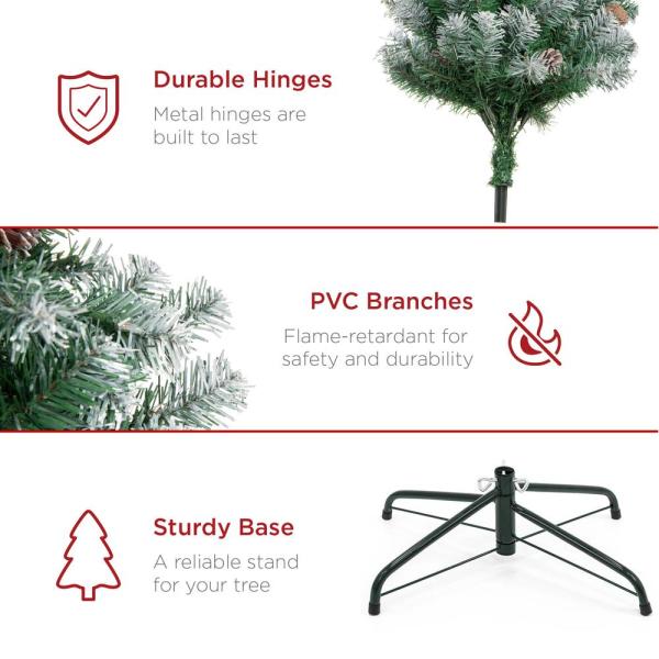 7.5 ft. Unlit Flocked Pre-Decorated Pine Artificial Christmas Tree