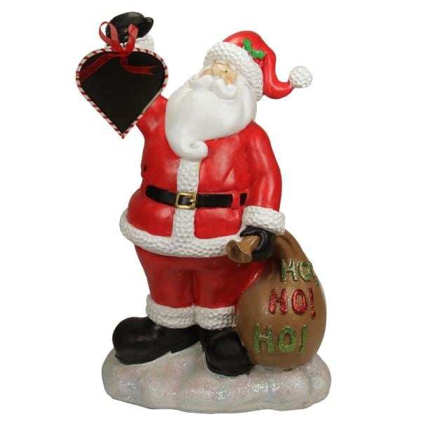 19 in. Festive Santa Claus Holding Toy Sack and Blackboard Christmas Countdown Statue