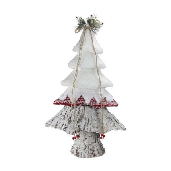 22 in. Retro Christmas White Red and Brown Christmas Tree Decoration