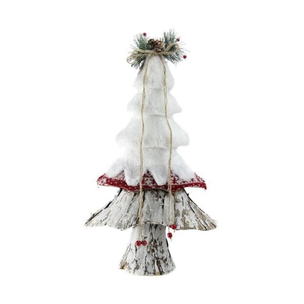 18 in. Retro Christmas White Red and Brown Rustic Style Christmas Tree Decoration