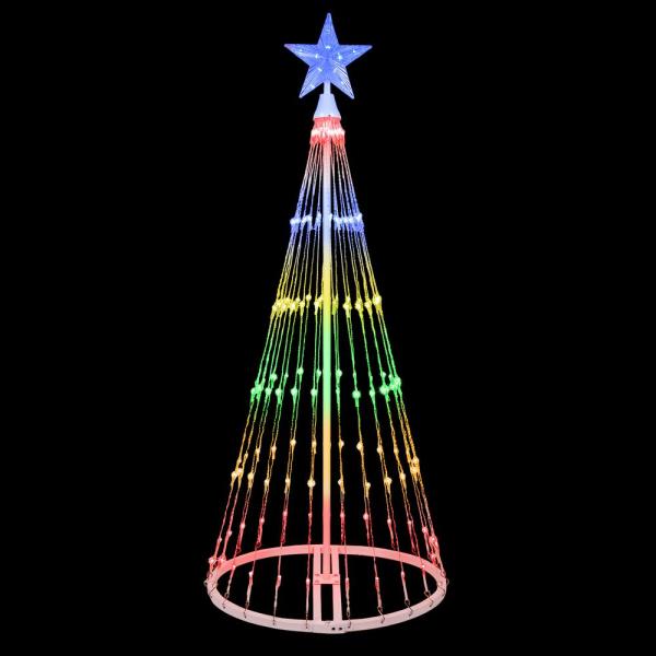 48 in. Christmas Multi-Color LED Animated Lightshow Cone Tree with 154 Lights and Star Topper