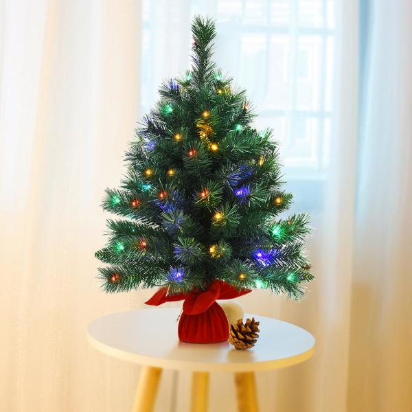 26 in. Pre-Lit Tabletop Fir Christmas Tree 8 Flash Modes in Green