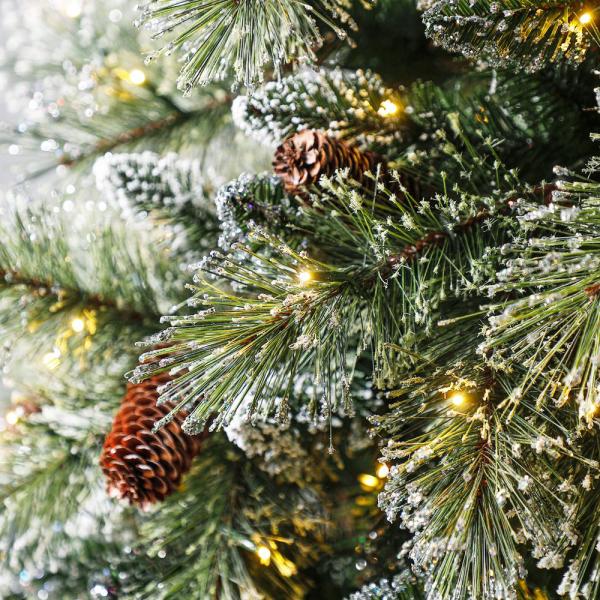7.5 ft Sparkling Amelia Pine LED Pre-Lit Artificial Christmas Tree with 600 Warm White Micro Fairy Lights