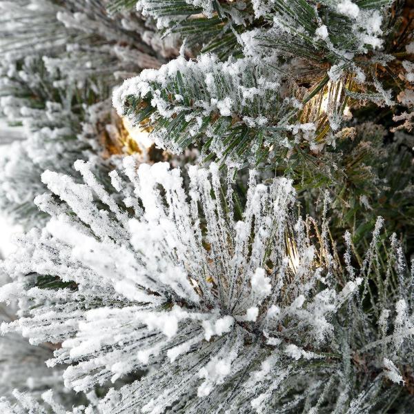 7.5 ft. Pre-Lit Incandescent Flocked Pencil Portland Pine Artificial Christmas Tree with 350 UL-Listed Clear Lights