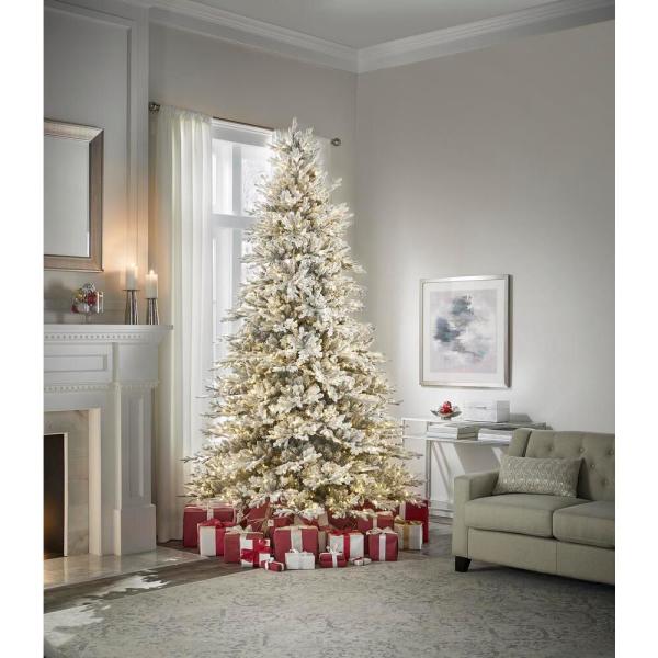 9 ft. Kenwood Frasier Fir Flocked LED Pre-Lit Artificial Christmas Tree with 1200 Warm White Lights
