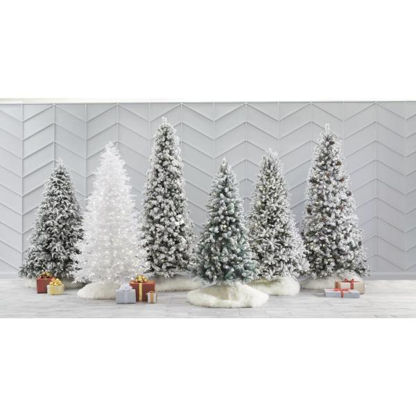 7.5 ft. Mixed Pine LED Pre-Lit Flocked Artificial Christmas Tree with 500 White Dome Lights