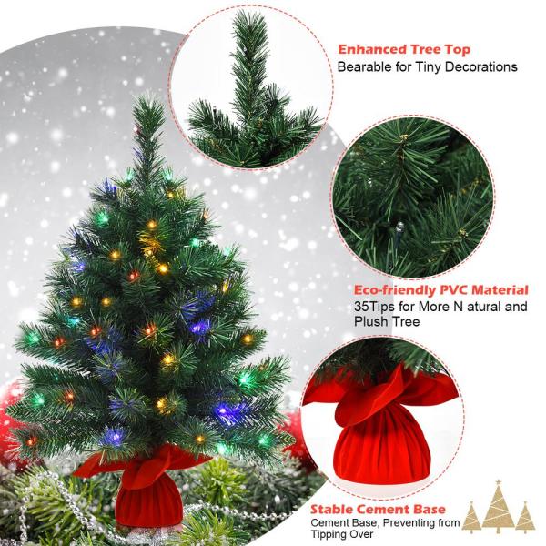 26 in. Pre-Lit Tabletop Fir Christmas Tree 8 Flash Modes in Green