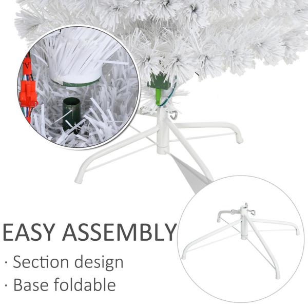 4 ft. White Pre-Lit Full Pine Artificial Christmas Tree with 130 Tips, 130 User-Changeable Lights, & Fiber Optic Lights