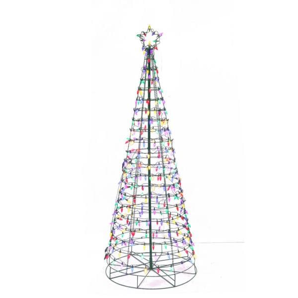 6 ft LED Pre-Lit Cone Tree with Star and 300 Multi Color Lights