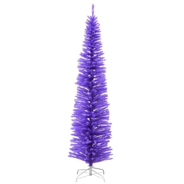 7.5 ft. H Lavender Slim Matte Artificial Christmas Tree with White Stand