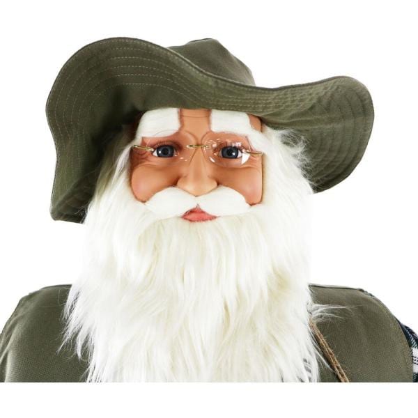 58 in. Christmas Dancing Santa in Fishing Outfit with Net and Fish Basket