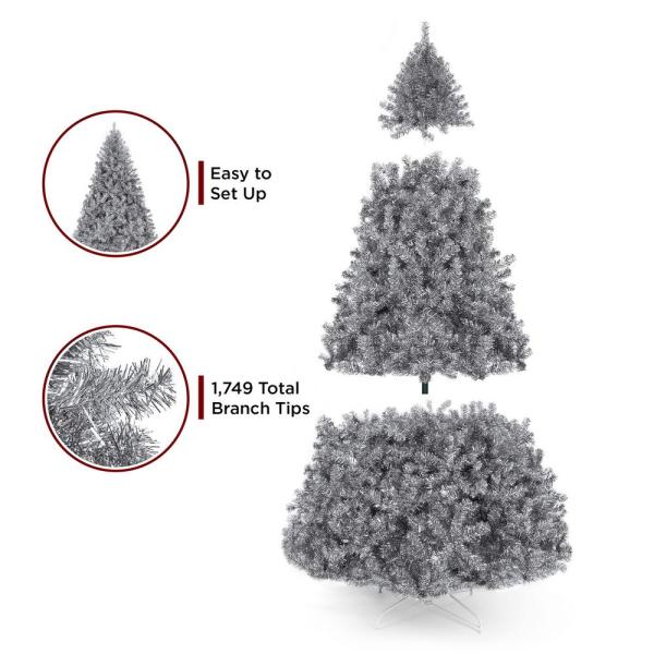 7.5 ft. Silver Unlit Tinsel Artificial Christmas Tree