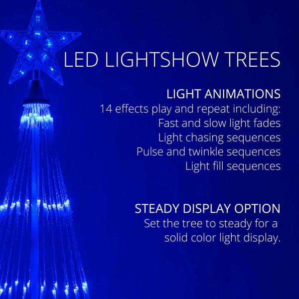 108 in. Christmas Blue LED Animated Lightshow Cone Tree with 274 Lights and Star Topper