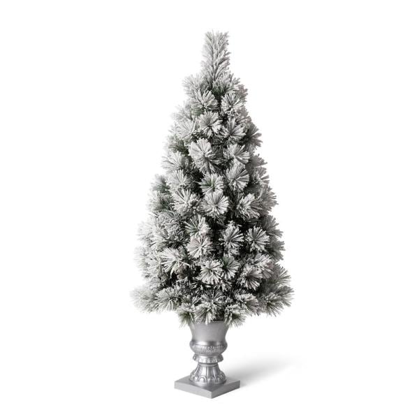4 ft. Pre-Lit Snow Flocked Pine Artificial Christmas Tree with 100 Warm White Lights