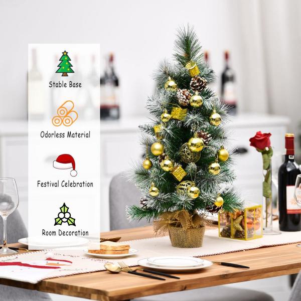 2 ft. Tabletop Mini Christmas Tree Snow Flocked Pine Tree with Base