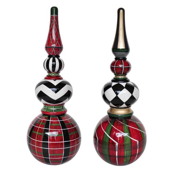 2.8 ft. Plaid and Chevron Christmas Topiary