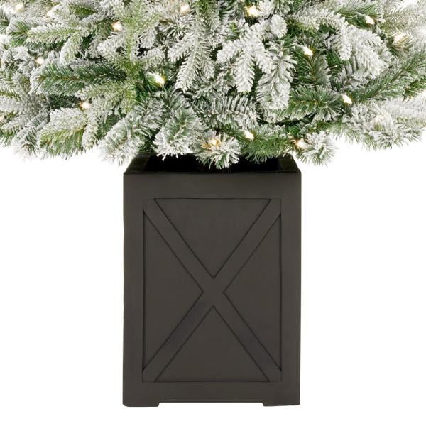 6.5 ft Starry Light Fraser Fir Potted Flocked LED Pre-Lit Artificial Christmas Tree with 150 Cool White Dome Lights