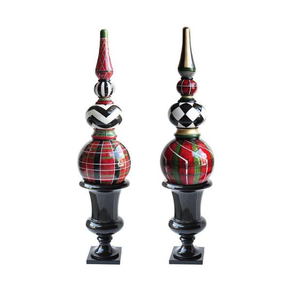 2.8 ft. Plaid and Chevron Christmas Topiary