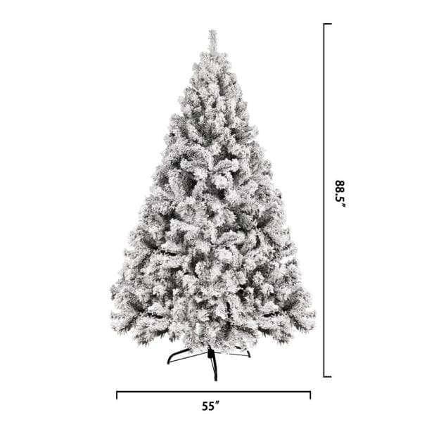 7.5 ft. Unlit Snow Flocked Christmas Artificial Pine Tree Holiday Decor