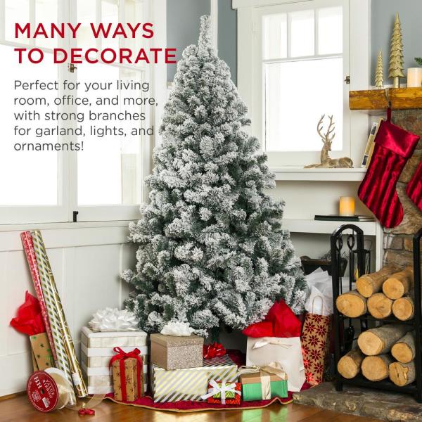 7.5 ft. Pre-Lit Incandescent Flocked Artificial Christmas Tree with 550 Warm White Lights
