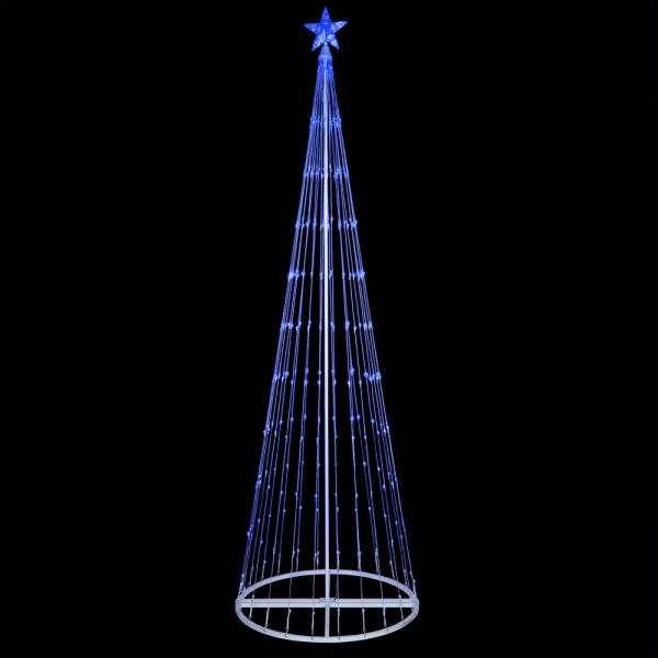 108 in. Christmas Blue LED Animated Lightshow Cone Tree with 274 Lights and Star Topper