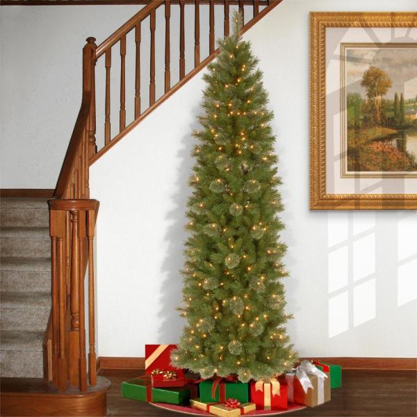 7-1/2 ft. Tacoma Pine Pencil Slim Artificial Christmas Tree with 350 Clear Lights