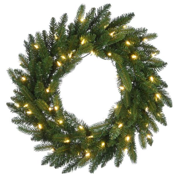 30 in. Feel Real Grande Fir Wreath with 100 Warm White LED Lights