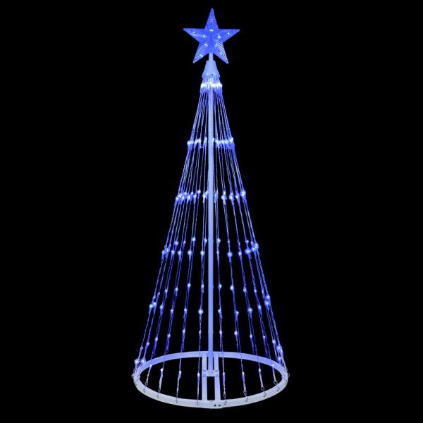 48 in. Christmas Blue LED Animated Lightshow Cone Tree with 154 Lights and Star Topper