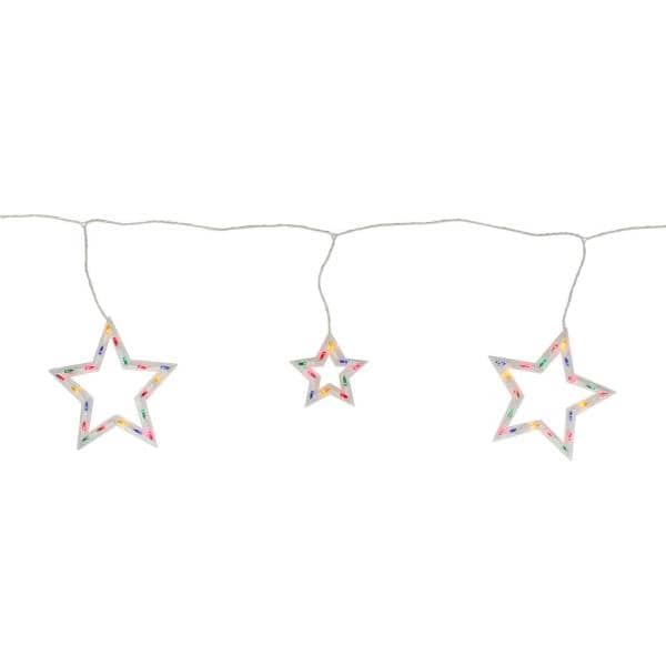 7 ft. 100-Light Multi-Color Star Shaped Mini Icicle Christmas Incandescent Lights with White Wire
