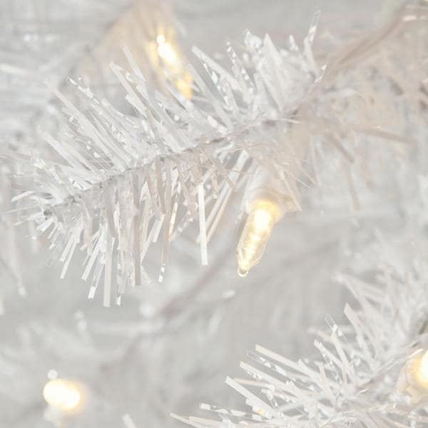 7 ft Snowy Tinsel Spruce LED Pre-Lit Artificial Christmas Tree with 300 Warm White Mini Lights