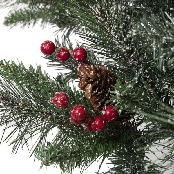 4 ft. Flocked Artificial Christmas Tree with 100 Warm White Light Pinecone and Berries