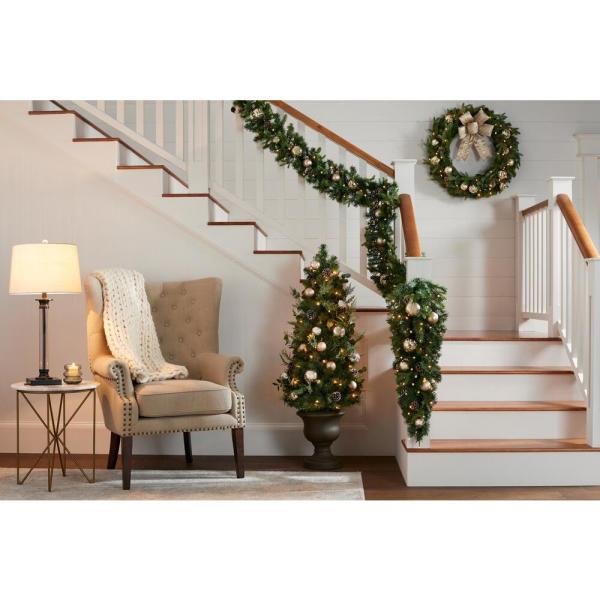 4.5 ft St. Germain Mixed Pine Potted Pre-Lit Artificial Christmas Tree with 70 Warm White Mini Lights