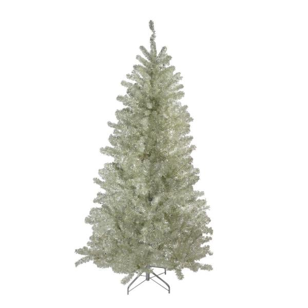 7 ft. Unlit Metallic Sheer Champagne Artificial Tinsel Christmas Tree