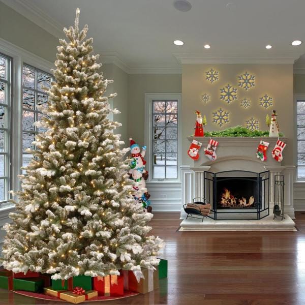 7.5 ft. PowerConnect Snowy Sheffield Spruce with Warm White LED Lights
