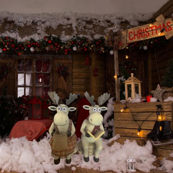 32 in. Christmas Mr. and Mrs. Moose on Stump