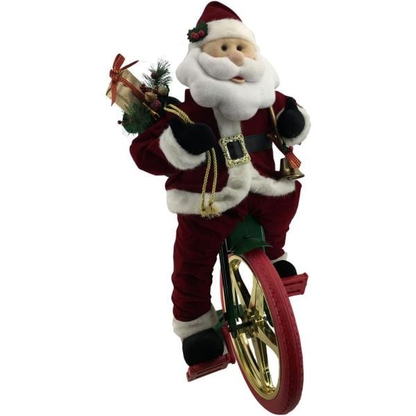 36 in. Christmas Dancing Santa Claus with Teddy Bear and Stuffed Stocking