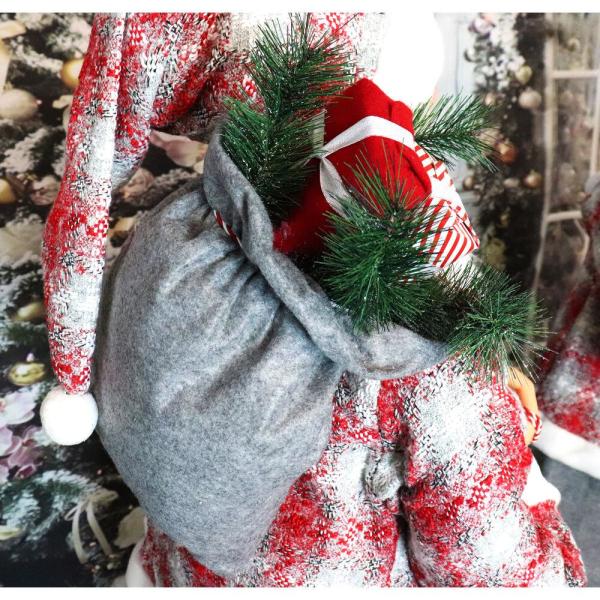 5 ft. Christmas Standing Santa Claus Holding a Staff and Wearing a Tweed Jacket with White Fur Trim