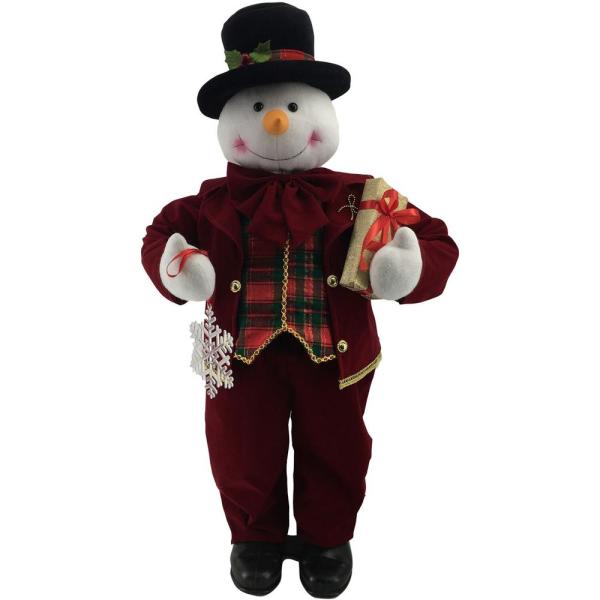 36 in. Christmas Bike-Riding Snowman with Beads and Music
