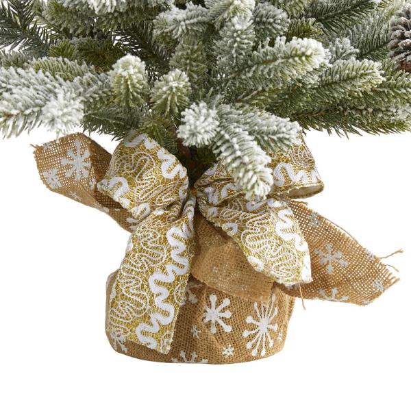 28 in. Flocked Artificial Christmas Tree with Pine Cones
