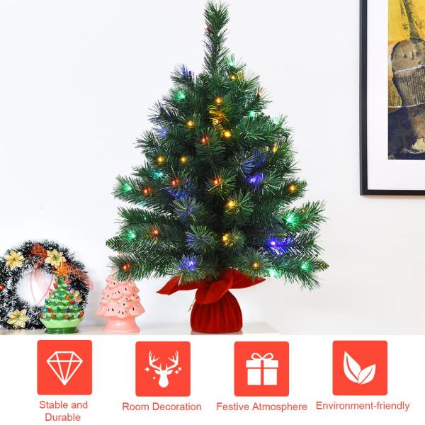 26 in. Pre-Lit Tabletop Fir Christmas Tree 8 Flash Modes in Green