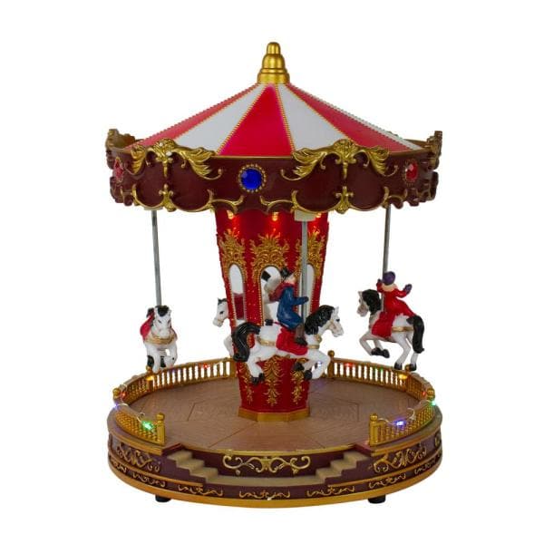 8 in. LED Lighted and Animated Christmas Carousel with Horses