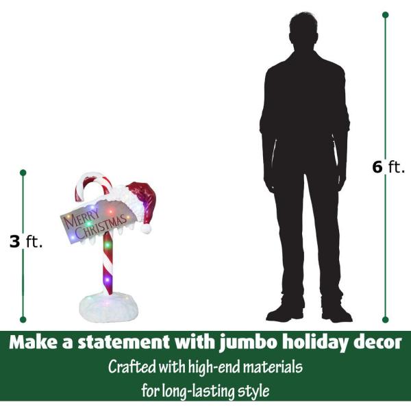 60 in. Christmas Santa Holding Chalkboard Sign with Lights