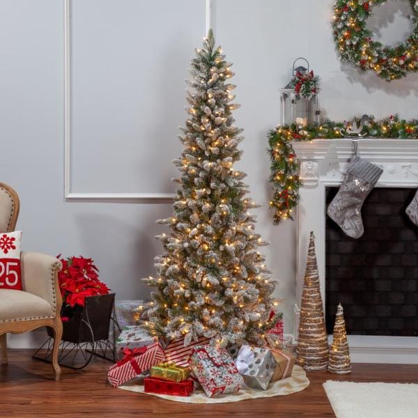 6.5 ft. Pre-Lit Lightly Flocked Canyon Fir Christmas Tree