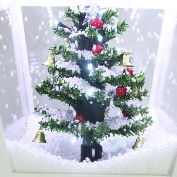 71 in. White Christmas Square Street Lamp with Christmas Tree and Music