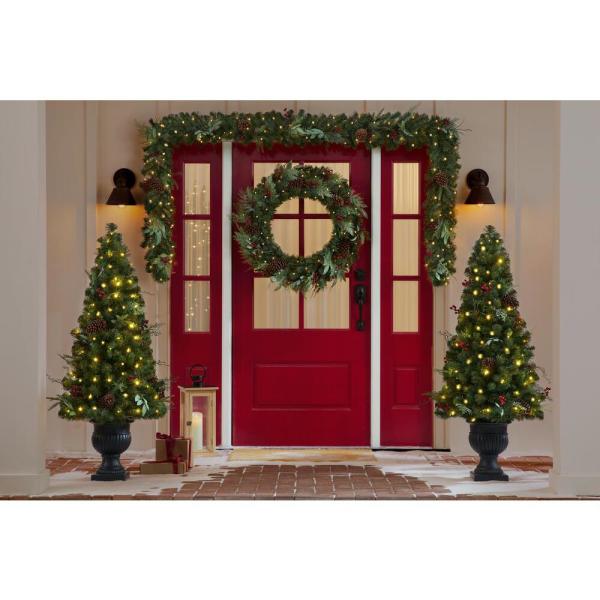 5 ft. Pre-Lit LED Woodmoore Artificial Christmas Tree with 70 Warm White Lights (2-Pack)